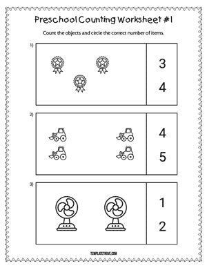 Preschool Counting Worksheet #1