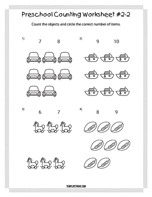 Preschool Counting Worksheet #2-2