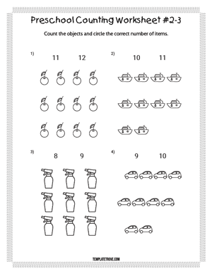 Preschool Counting Worksheet #2-3