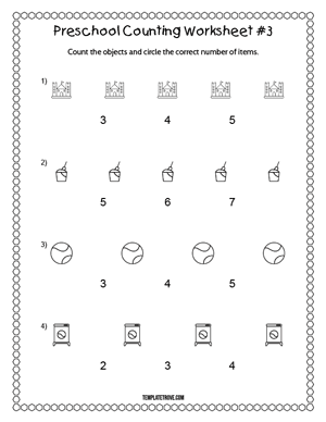 Preschool Counting Worksheet #3