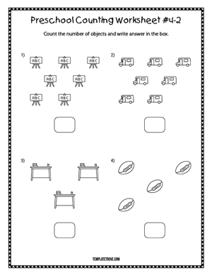 Preschool Counting Worksheet #4-2