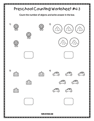Preschool Counting Worksheet #4-3