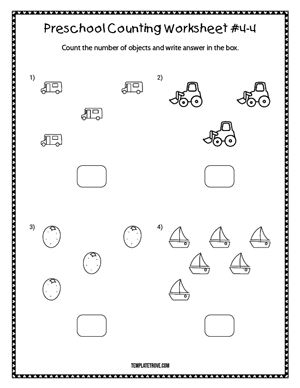 Preschool Counting Worksheet #4-4
