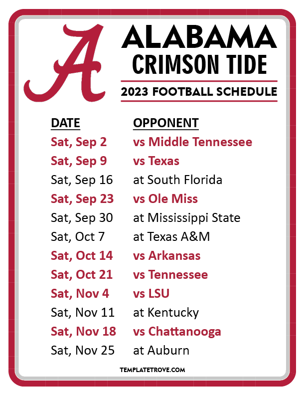 University Of Alabama Calendar