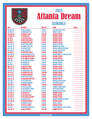 Atlanta Dream 2023 Printable Basketball Schedule - Pacific Times