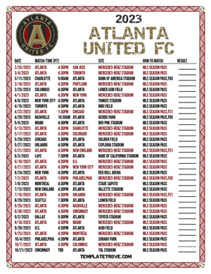 Atlanta United FC 2023 Printable Soccer Schedule - Pacific Times