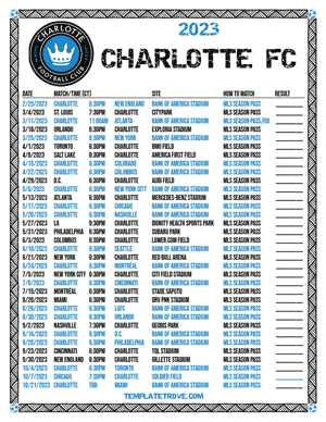 Charlotte FC 2023 Printable Soccer Schedule - Central Times