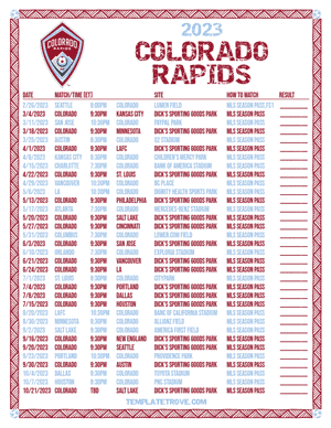 Colorado Rapids 2023 Printable Soccer Schedule