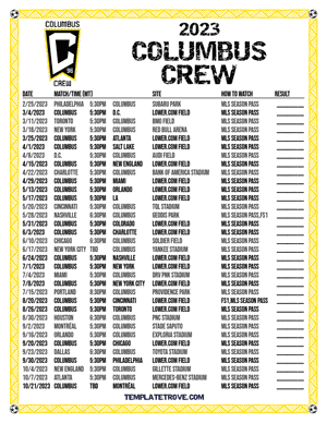 Columbus Crew 2023 Printable Soccer Schedule - Mountain Times