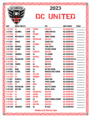 DC United 2023 Printable Soccer Schedule - Central Times