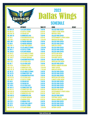 Dallas Wings 2023 Printable Basketball Schedule - Central Times