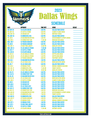 Dallas Wings 2023 Printable Basketball Schedule - Mountain Times