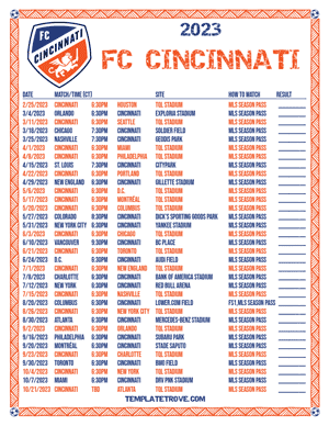 FC Cincinnati 2023 Printable Soccer Schedule - Central Times