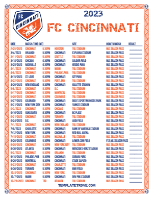 FC Cincinnati 2023 Printable Soccer Schedule - Mountain Times