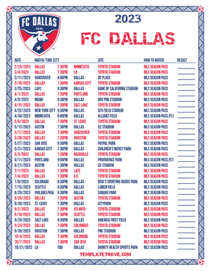 FC Dallas 2023 Printable Soccer Schedule - Central Times