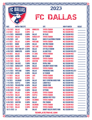 FC Dallas 2023 Printable Soccer Schedule - Pacific Times