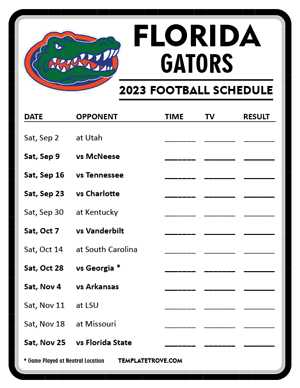 Florida Gators Football 2023 Printable Schedule - Style 4