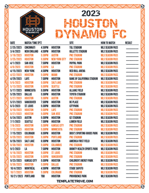 Houston Dynamo FC 2023 Printable Soccer Schedule - Pacific Times