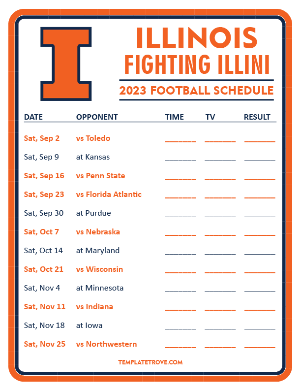 Printable 2023 Illinois Fighting Illini Football Schedule 3 