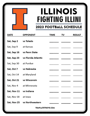 Illinois Fighting Illini Football 2023 Printable Schedule - Style 4