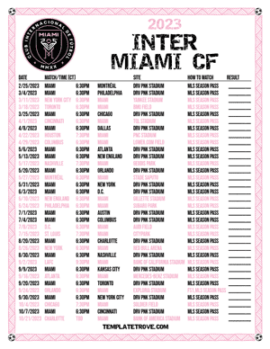 Inter Miami CF 2023 Printable Soccer Schedule - Central Times
