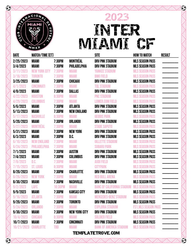 Inter Miami CF Unveils Complete 2023 Season Schedule Oggsync