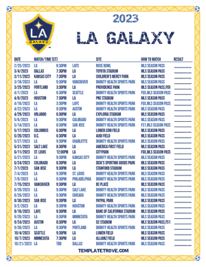 LA Galaxy 2023 Printable Soccer Schedule - Central Times
