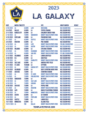 LA Galaxy 2023 Printable Soccer Schedule - Pacific Times