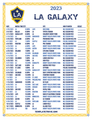 LA Galaxy 2023 Printable Soccer Schedule