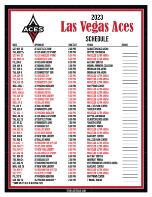 Las Vegas Aces 2023 Printable Basketball Schedule - Central Times