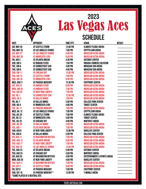 Las Vegas Aces 2023 Printable Basketball Schedule - Pacific Times