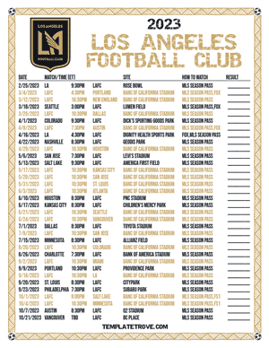 Los Angeles Football Club 2023 Printable Soccer Schedule