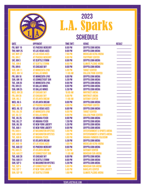 Los Angeles Sparks 2023 Printable Basketball Schedule - Mountain Times