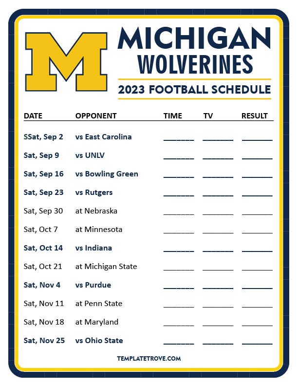 Printable 2023 Michigan Wolverines Football Schedule