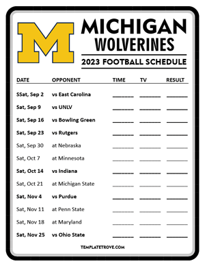 Michigan Wolverines Football 2023 Printable Schedule - Style 4