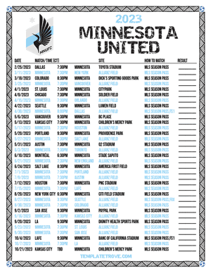Minnesota United 2023 Printable Soccer Schedule - Central Times