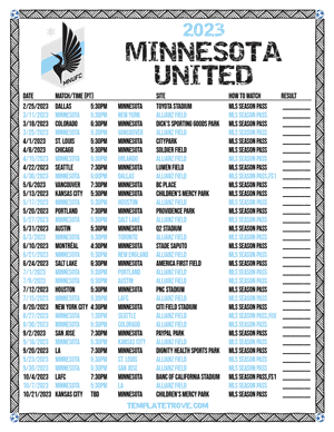 Minnesota United 2023 Printable Soccer Schedule - Pacific Times