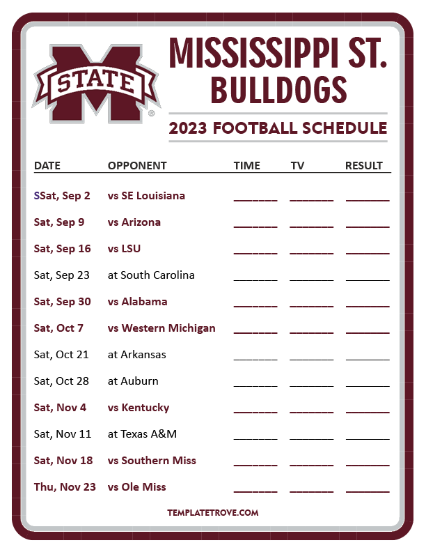 Mississippi State Schedule 2025 Football Bride Regine