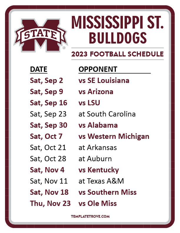 Mississippi State 2024 Football Schedule: Bulldogs Face Tough Test in