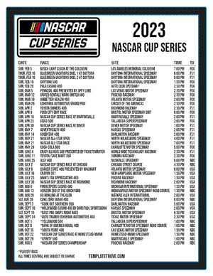 Printable 2023 NASCAR Schedule - Central Times