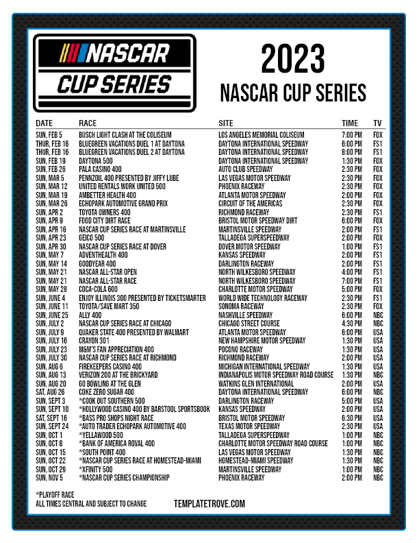 Nascar 2024 Schedule Printable Pdf Deidre Jackquelin