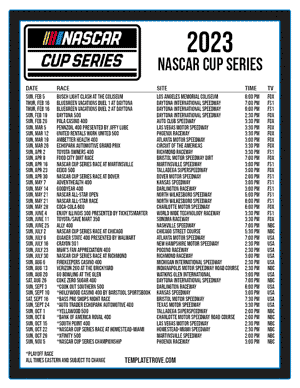 Printable 2023 NASCAR Schedule