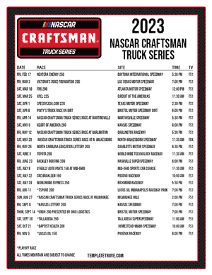 Printable 2023 NASCAR Truck Series Schedule - Mountain Times