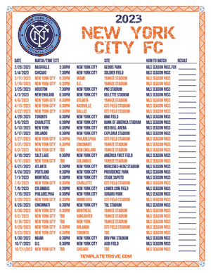 New York City FC 2023 Printable Soccer Schedule - Central Times