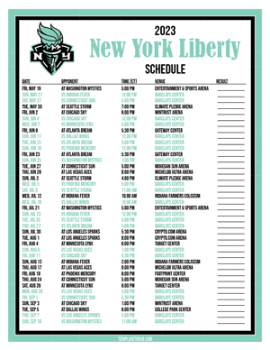 New York Liberty 2023 Printable Basketball Schedule - Mountain Times