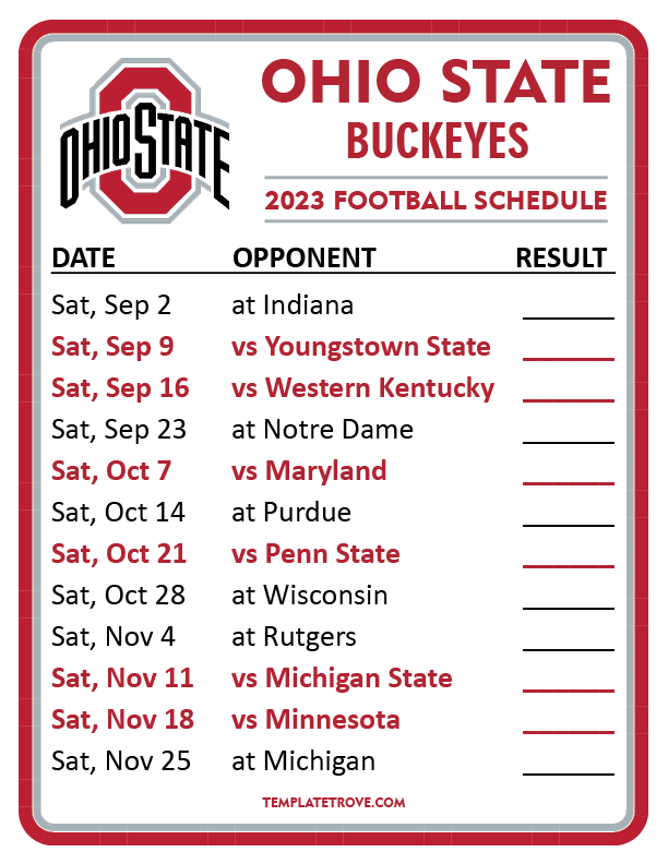 Ohio State Schedule 2024 Printable Sammy Coraline