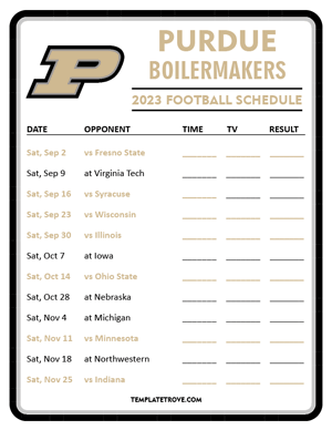 Purdue Boilermakers Football 2023 Printable Schedule - Style 4