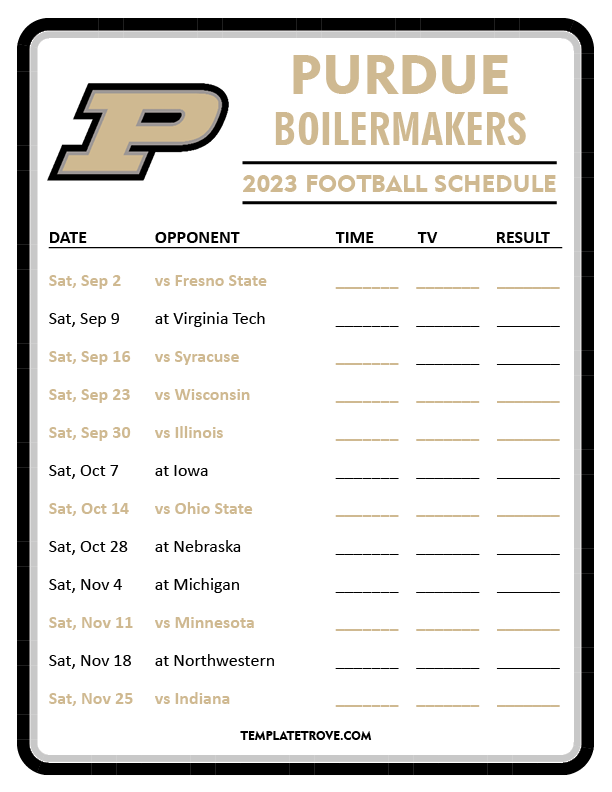 Purdue Spring 2024 Schedule