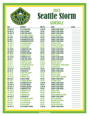 Seattle Storm 2023 Printable Basketball Schedule - Pacific Times
