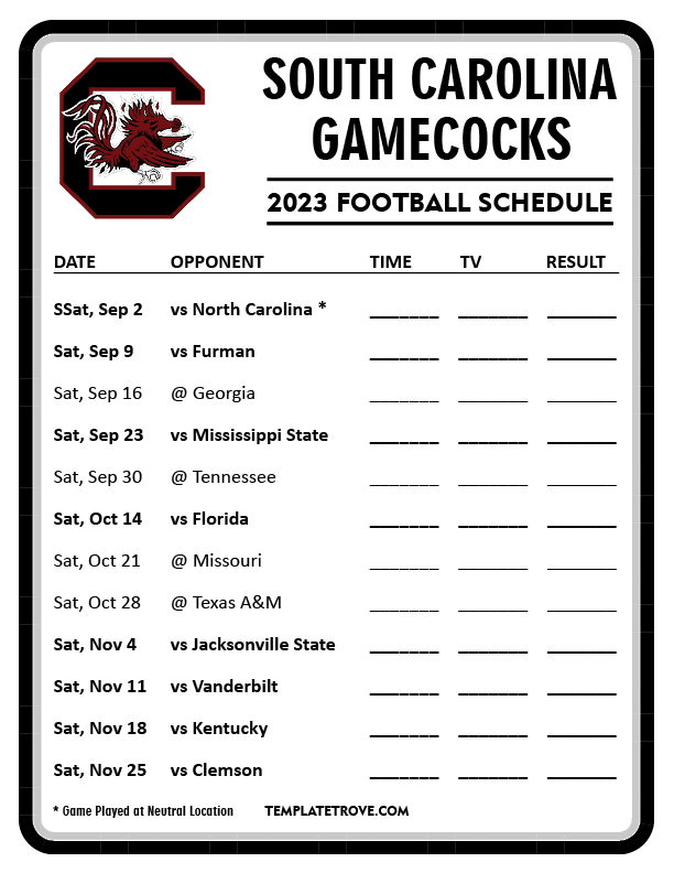 University Of South Carolina 2023 Football Schedule Schedule 2023 Images And Photos Finder